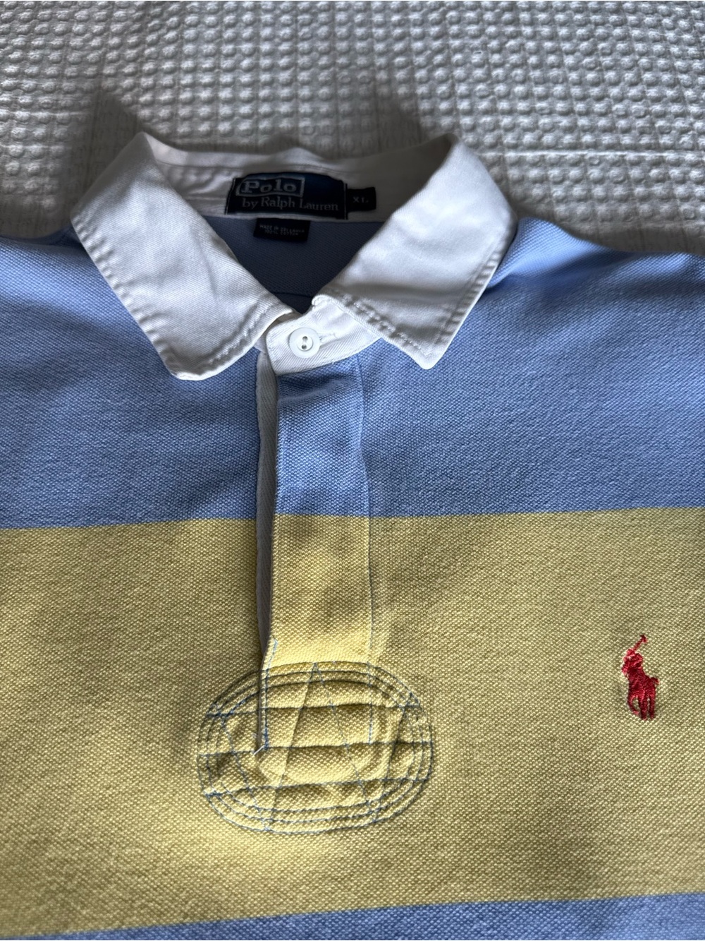 Brand new Polo by Ralph Lauren Rugby Light Blue & Yellow Striped Rugby Polo XL - Picture 3 of 7